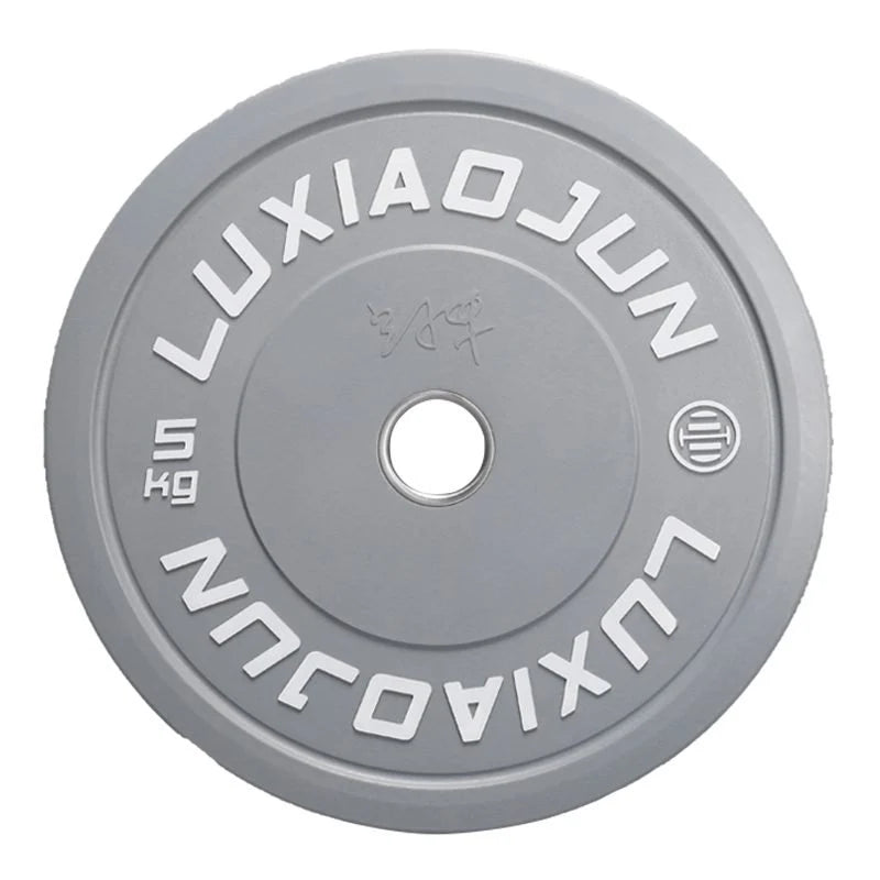 Luxiaojun India 5kg bumper plate for weightlifting, durable fitness equipment with black finish and ergonomic design.