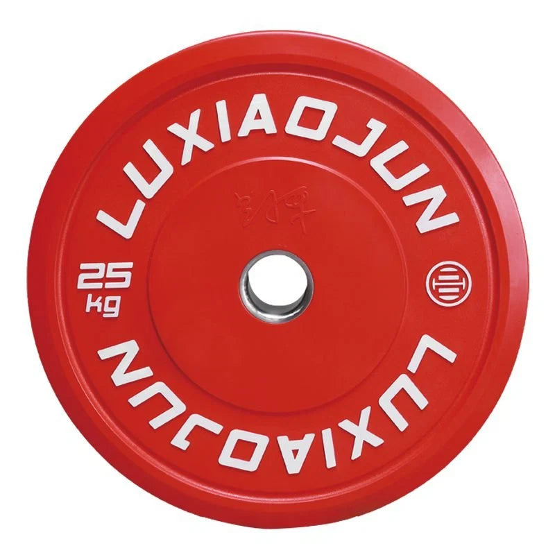 Luxiaojun India bumper plates for weightlifting, 5 kg, sturdy gym equipment for strength training.