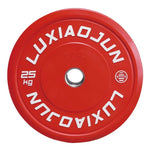 Luxiaojun India bumper plates for weightlifting, 5 kg, sturdy gym equipment for strength training.