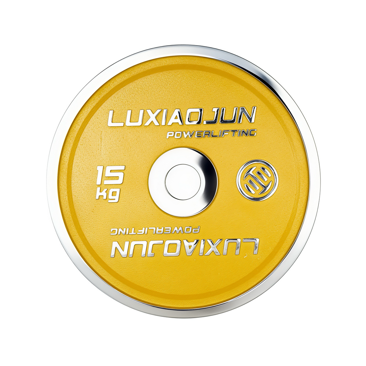 Luxiaojun India chrome powerlifting calibrated plates, 25 kg, set of durable weightlifting equipment for strength training.