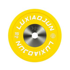 Luxiaojun India competition plates for fitness and weightlifting, shown in the image, used as gym equipment for strength training.